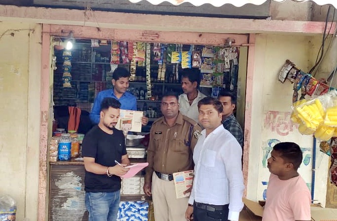 कोटपा एक्ट के तहत 13 दुकानों में की गई चालानी कार्यवाही
